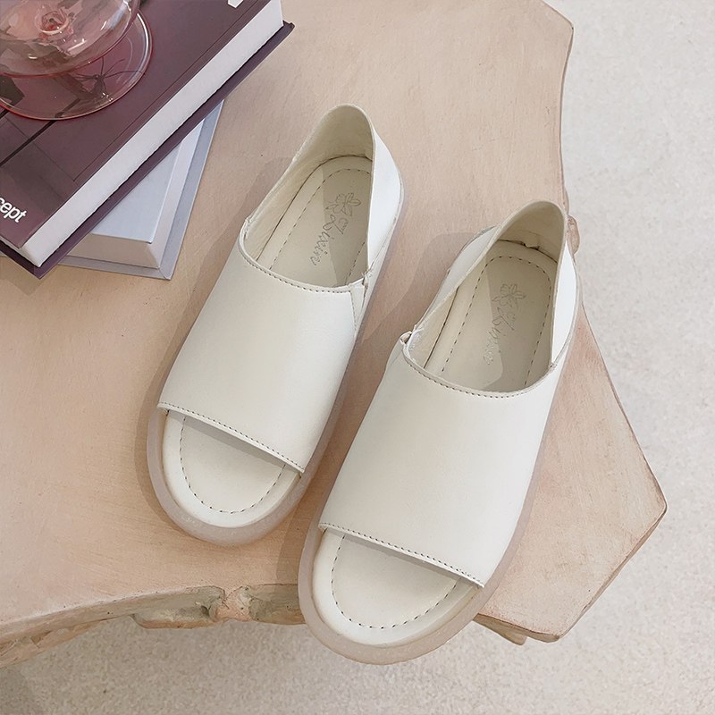 婕秘凉鞋女仙女风平底2021年新款夏季果冻运动罗马两穿交叉凉拖ins潮