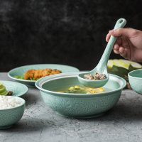 苏氏陶瓷 SUSHI CERAMICS 青瓷套装餐具花开富贵25头陶瓷盘碗礼盒装