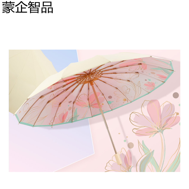 蒙企智品三折16骨晴雨伞LM156/把高清大图