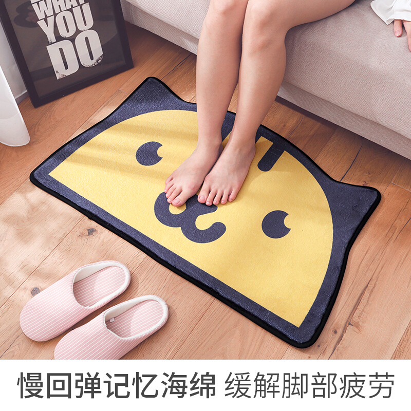 浴室地毯垫进脚垫卧室床边毯卫生间口吸水地垫防滑垫子家用萌宠拼图-猫50x80cm