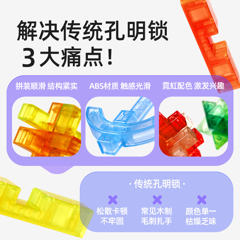 弥鹿(mideer)儿童玩具孔明锁鲁班锁小学生成人解锁动脑解环霓虹空间系列孔明锁