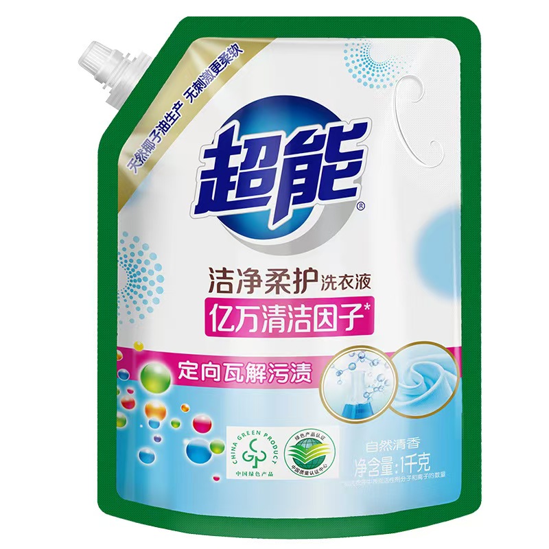 超能植翠低泡洗衣液1kg/袋高清大图