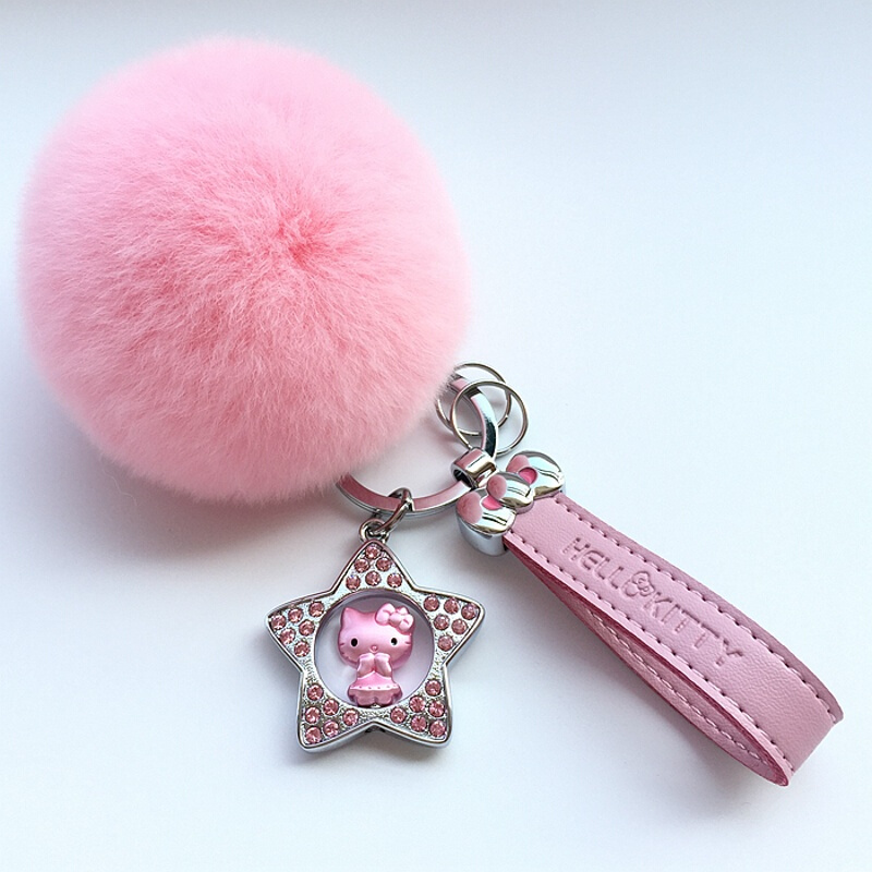 适用于汽车钥匙扣韩国可爱钥匙扣水钻hellokitty汽车挂件钥匙圈女礼品