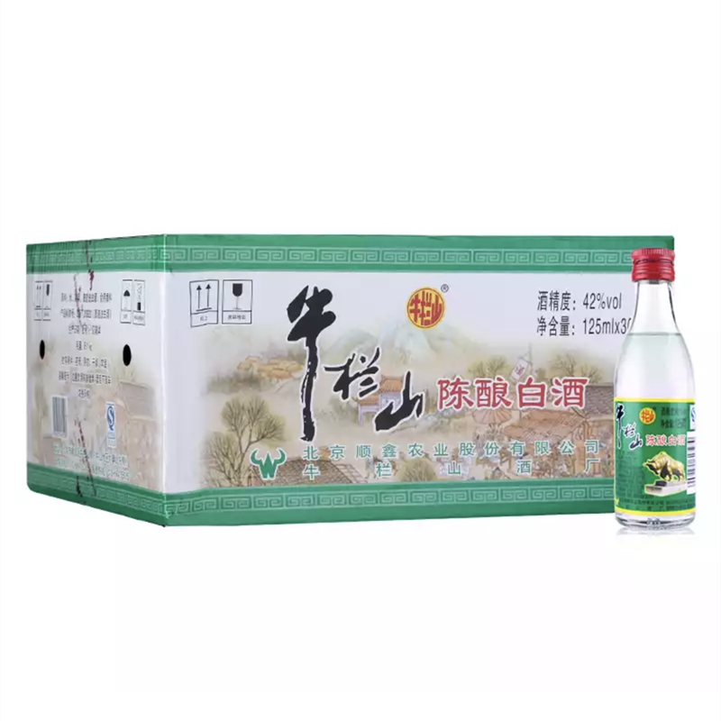 牛栏山陈酿白酒42度浓香型二锅头125ml整箱30瓶