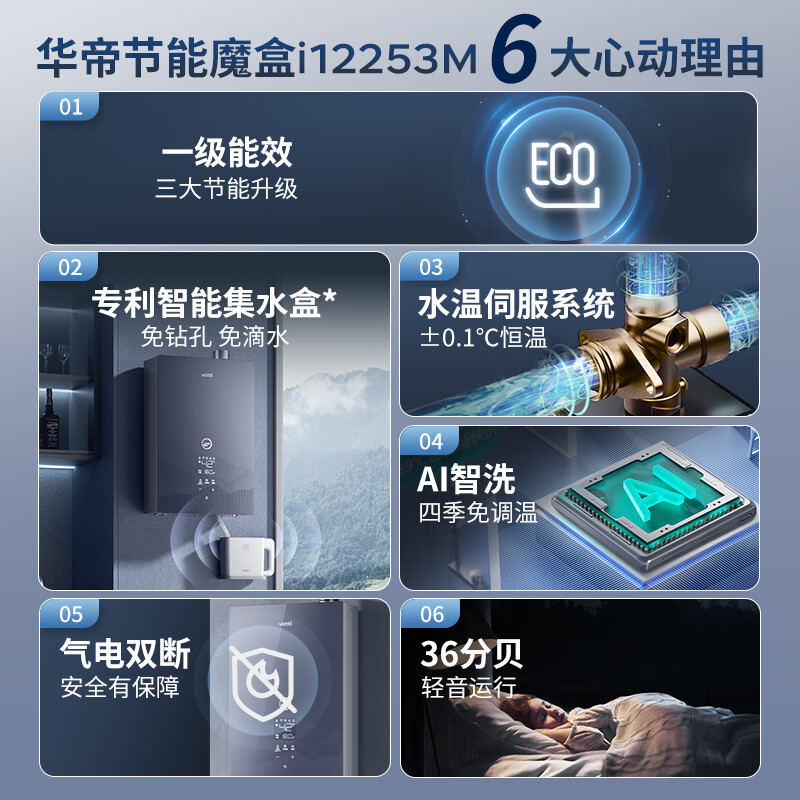 华帝(vatti)官方16升燃气热水器 天然气超一级能效 一级节能 水伺服恒温 冷凝式免滴水热水器 i12253M-16高清大图