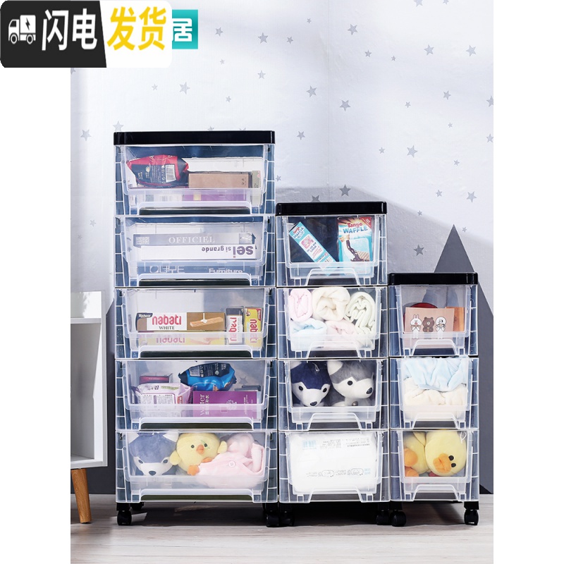 三维工匠特大号收纳箱大号塑料透明衣服整理盒子学生装书有轮子储物盒高清大图
