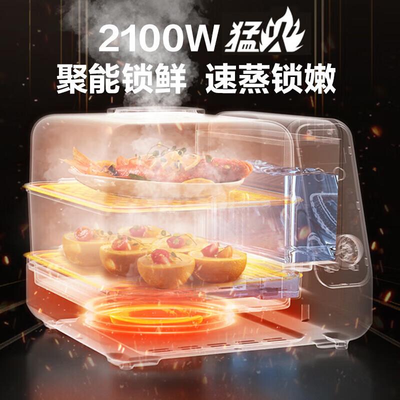 苏泊尔电蒸锅 多功能蒸包子多层蒸汽锅全透明视窗不锈钢蒸片 15.5L ZN30FC866高清大图