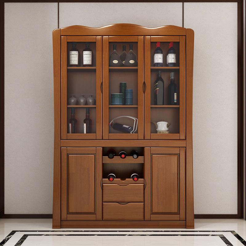 现代中式客厅实木酒柜简约红酒柜客厅多功能收纳储物柜厂家批发