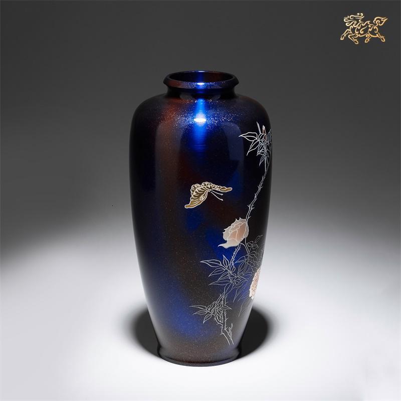 美帮汇全铜摆件《高冈铜器之细夏目花蝶文》铜工艺品 花瓶高清大图