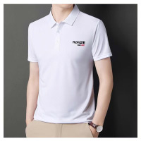 短袖T恤男装商务有领翻领polo衫带领印花夏季上衣服半袖 M 白色