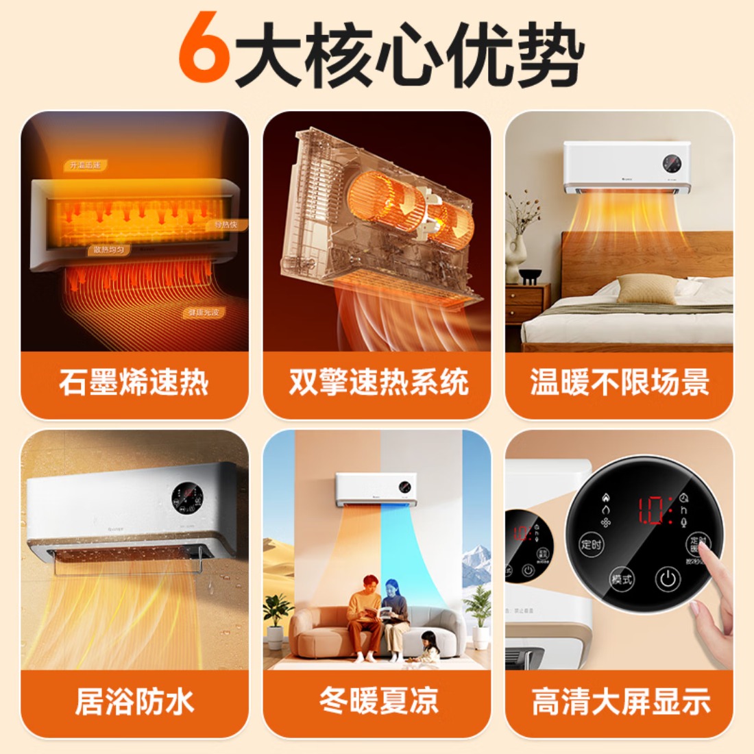 格力(GREE)【AI语音控制】暖风机石墨烯取暖器暖气片电暖器电暖气热风机冷暖两用一体机电暖风NFBC-X7022AV-