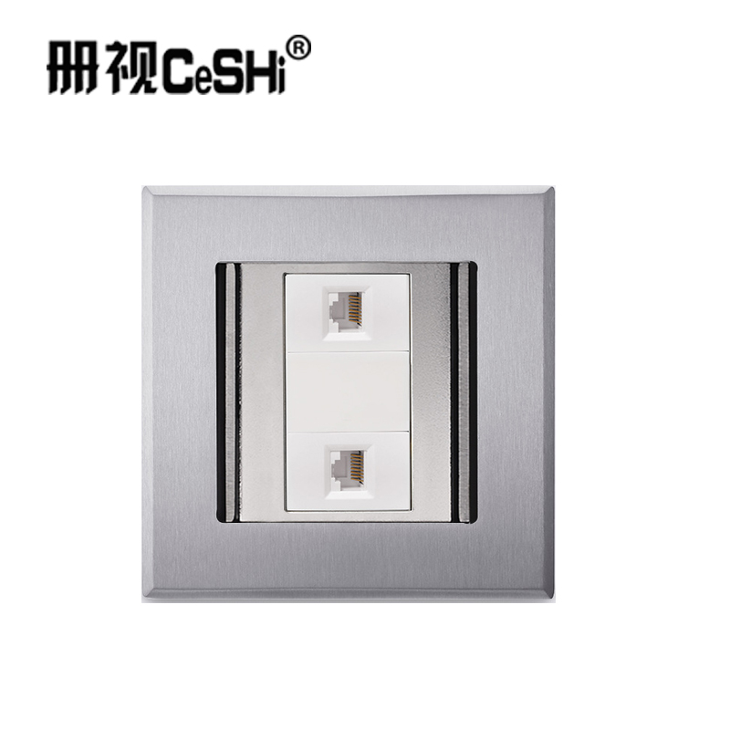 册视监控器材配件双开门隐藏不锈钢地插防水双口千兆网络地板插两位六类网线地插座rj45套高清大图