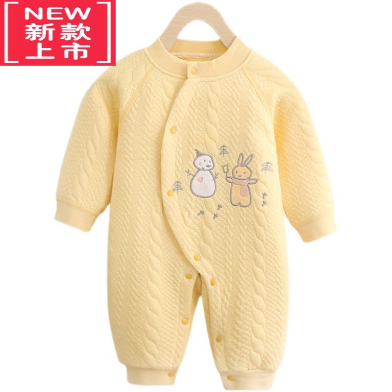 可莉允婴儿衣服秋冬季加厚款保暖新生儿连体衣三层夹棉宝宝棉服冬装图片