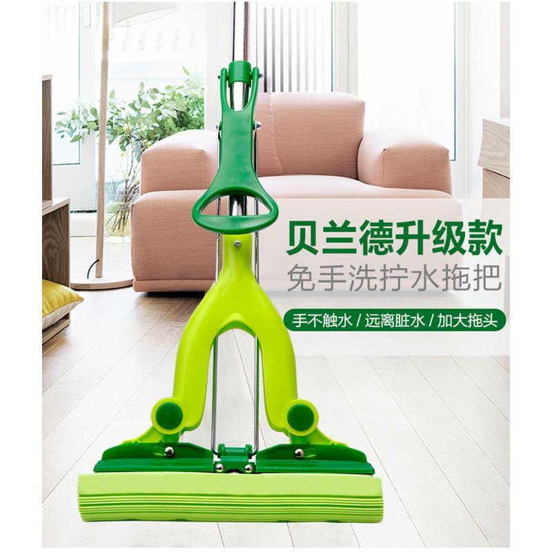 1023对折挤水胶棉拖把免手洗海绵吸水地拖拖布替换棉头配件>800_800