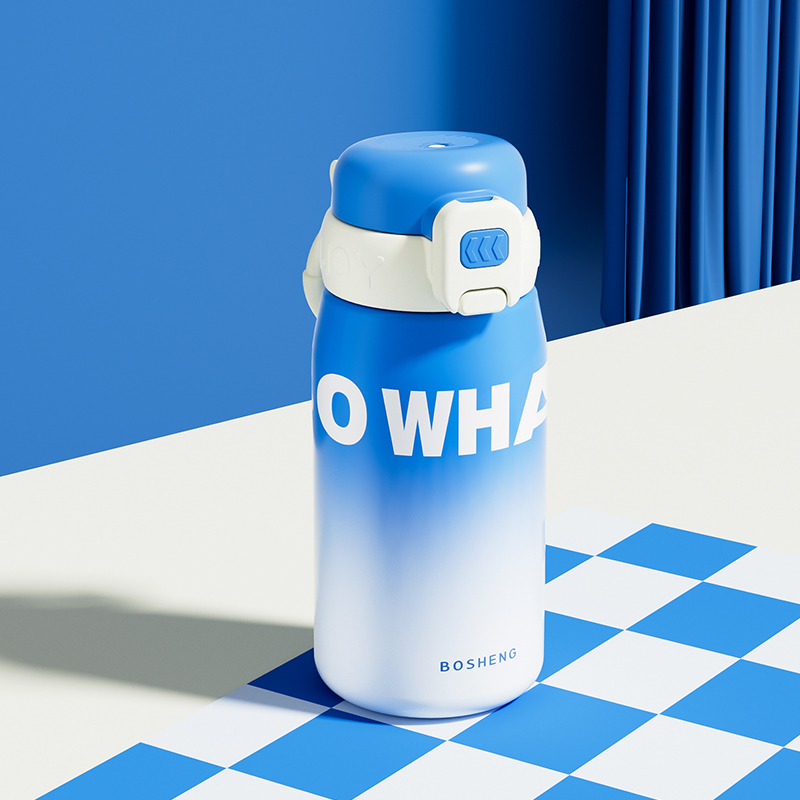 网红保温杯耐高温316防摔校园男女学生水杯外出家居便携吸管杯子 蓝白艾曼保温杯400ML