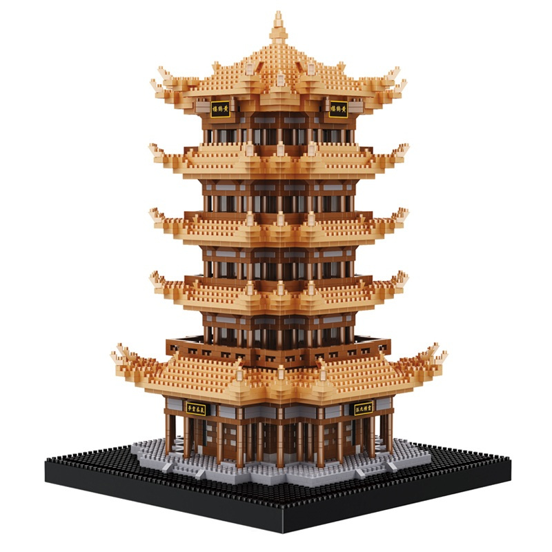 兼容乐高建筑中国风鹤楼微小颗粒积木高难度超大成人拼装图玩具中国