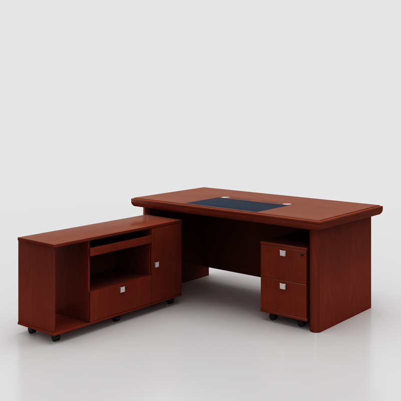 臻远 ZY-BGZ-9油漆家具老板桌大班台办公桌主管经理桌含副柜1.6米高清大图