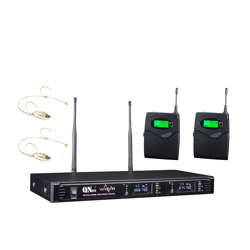 启诺 Qinuo 专业会议音频系统 无线一拖二领夹话筒 真分集式领夹话筒麦克风 套 黑色高清大图