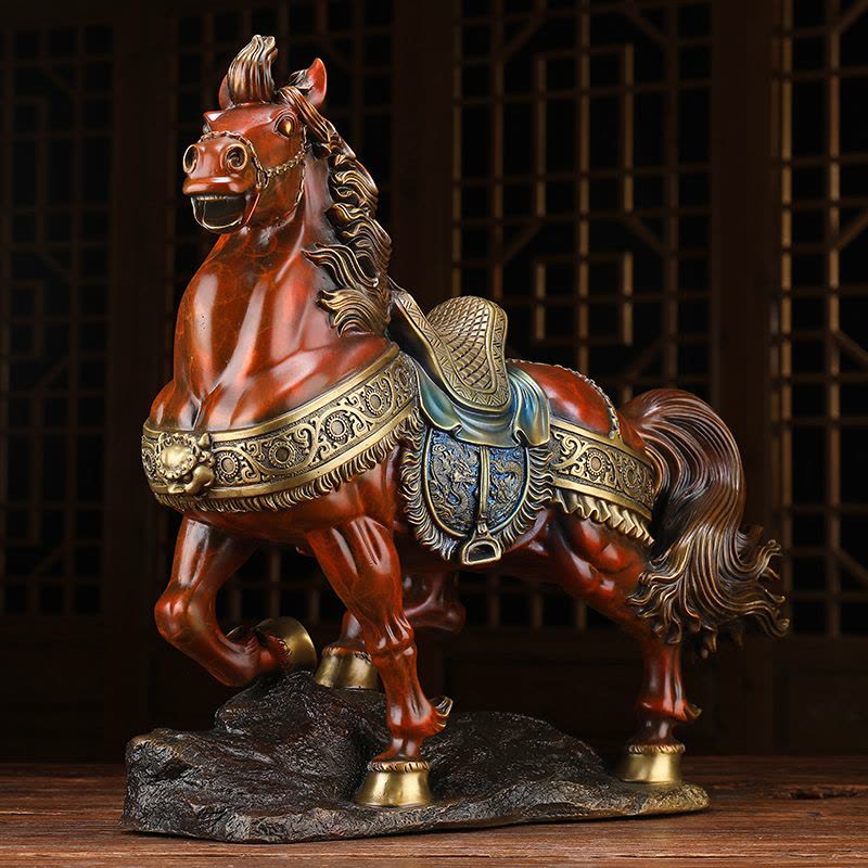 美帮汇铜唐马摆件马到成功铜马将马战马别墅客厅办公室图片