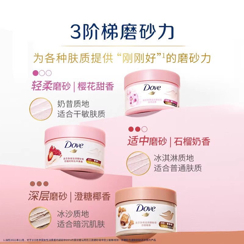 多芬冰淇淋身体磨砂膏改善粗糙去角质男女士 樱花甜香280g*2瓶高清大图
