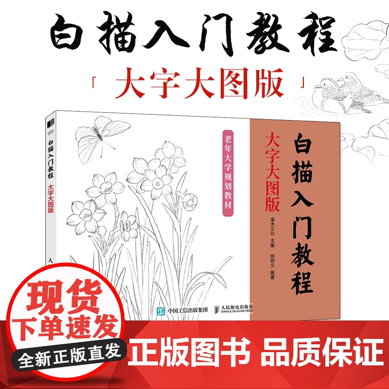 白描入门教程 大字大图版 中国画白描入门正统工笔花鸟技法白描勾线中老年人学国画教程书临摹画册白描临摹图谱花鸟鱼虫高清大图