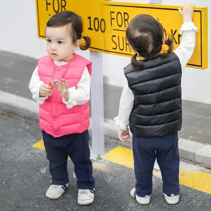 冬季新款童装儿童轻薄羽绒棉马甲中小童男女小孩羽绒修身保暖纯色马甲背心