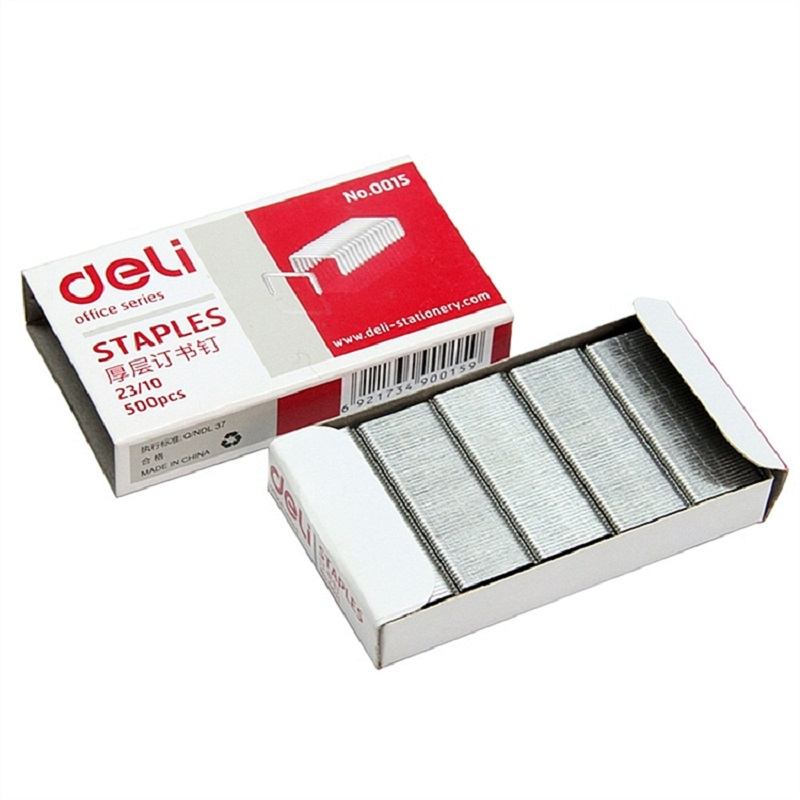 [精选]得力 0015 厚层订书针办公用品 23/10 500枚/盒(20盒价格)