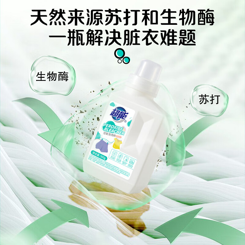 超能 活氧泡洗粉/爆炸盐 天然艾草香500g 瓶装 去污增艳 净白护衣高清大图
