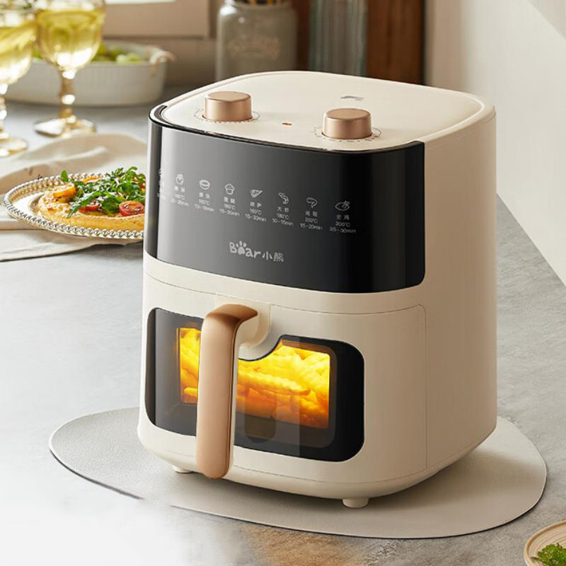 小熊(bear)空气炸锅 家用6L大容量 可视 聚风环包裹烤 低脂空气炸 免翻面QZG-E16H3 / 台