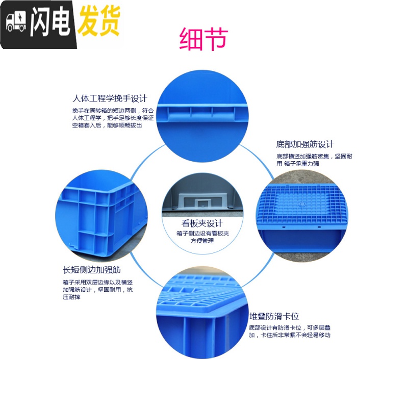三维工匠塑料箱子EU长方形物流箱欧标汽配工具收纳箱子胶框货筐周转箱带盖高清大图