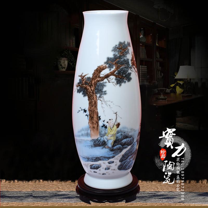 景德镇陶瓷器大花瓶牡丹花开富贵青花山水荷花客厅落地工艺品摆件 三维工匠 松下问童子玉米型高清大图