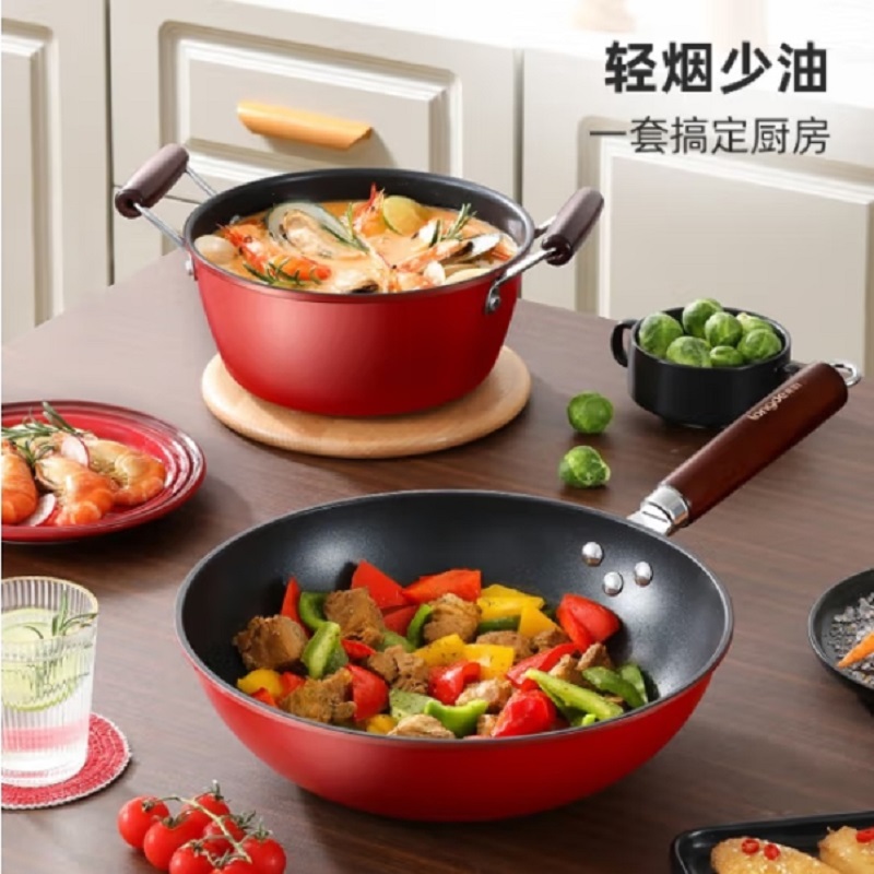 龙的 不粘锅炒锅汤锅两件套 LD-TZ805-3高清大图