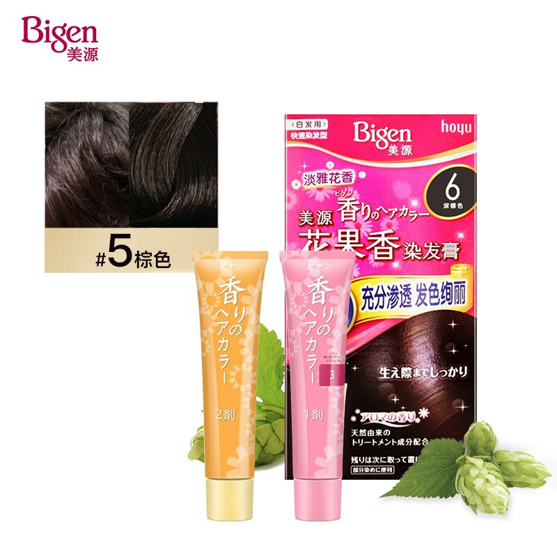 美源H0YU日本原装进口染发剂Bigen染发霜染发膏花果香遮盖白发自己在家染 6深棕色