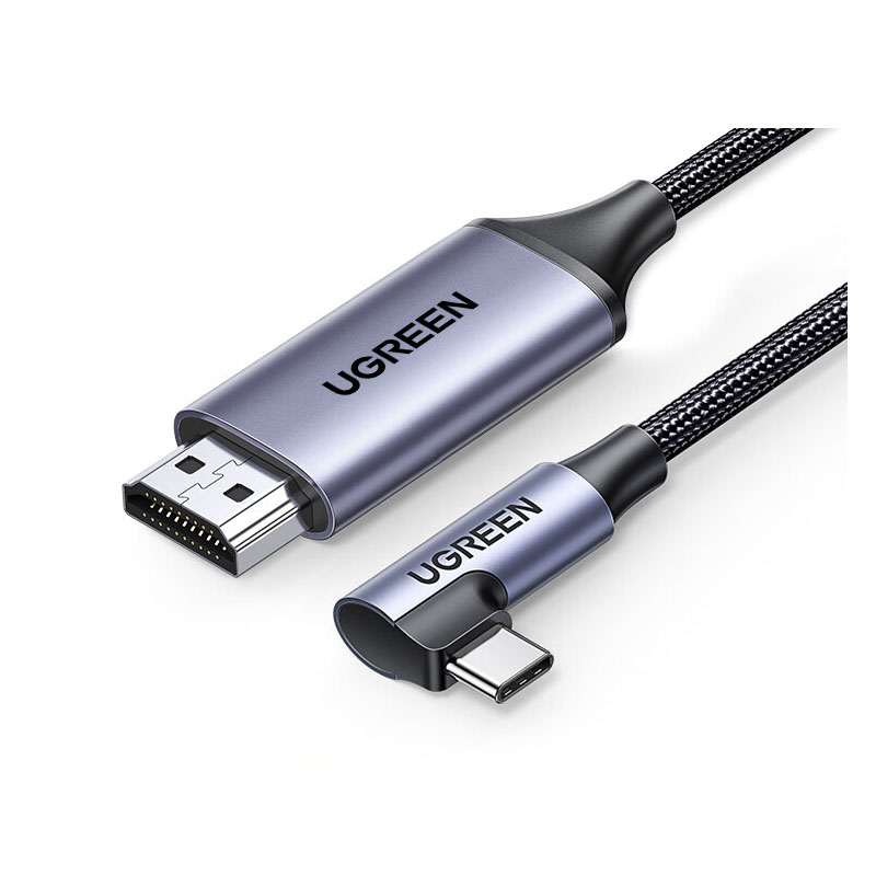 绿联(UGREEN)Type-C转HDMI线雷电3/4转换器USB-C转接头 【4K/60Hz】弯头铝壳1.5米 扩展高