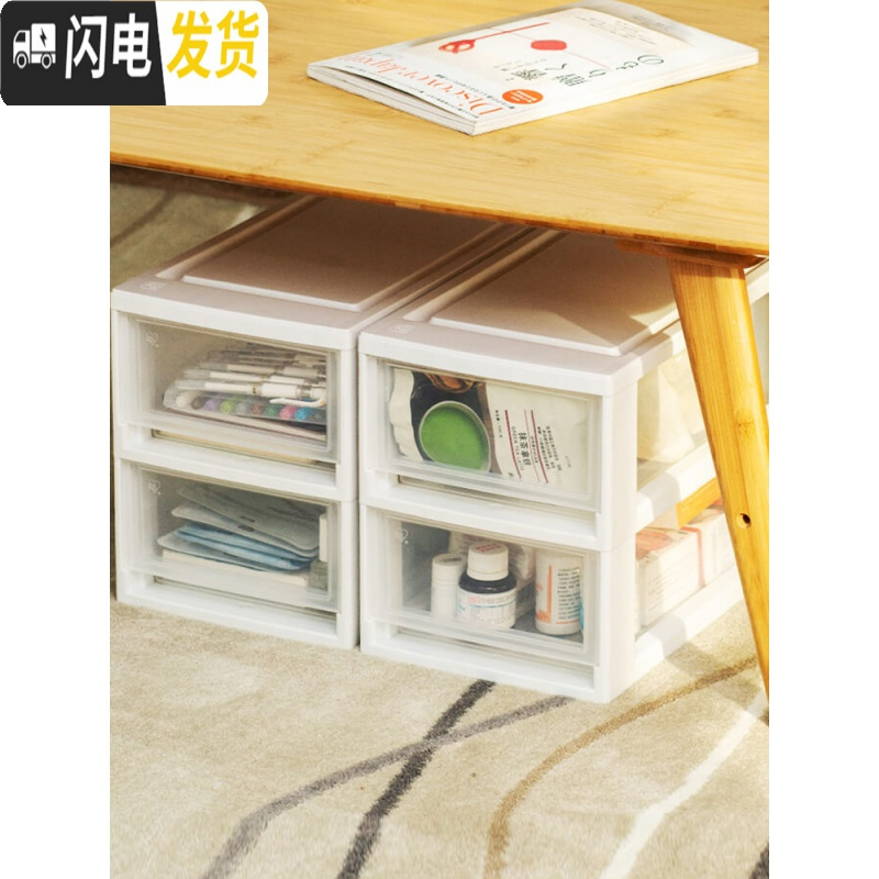 三维工匠透明抽屉式收纳箱小物品零食文具药品化妆品爱丽丝桌面收纳高清大图