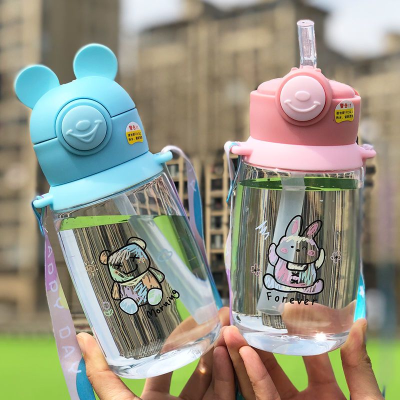 儿童卡通吸管杯防摔大容量便携水壶幼儿园学饮杯男女小学生水杯子
