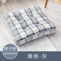 花木棉麻椅子坐垫办公室日式格子加厚学生餐椅垫电脑椅凳子座垫雅格-灰45x45cm厚10cm