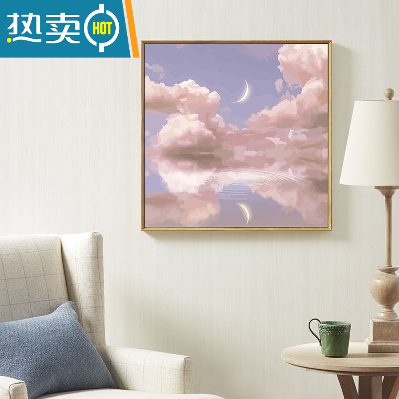 敬平ins风阳光大海diy数字油画手绘填充丙烯颜料油彩画风景装饰画装饰画高清大图