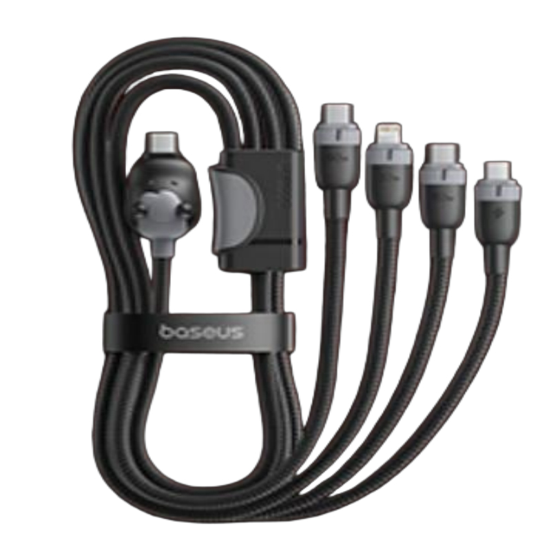 倍思 马年生肖系列 一拖四充电线USB-C to C+C+L+M 60W E04288 星际黑E0428800高清大图