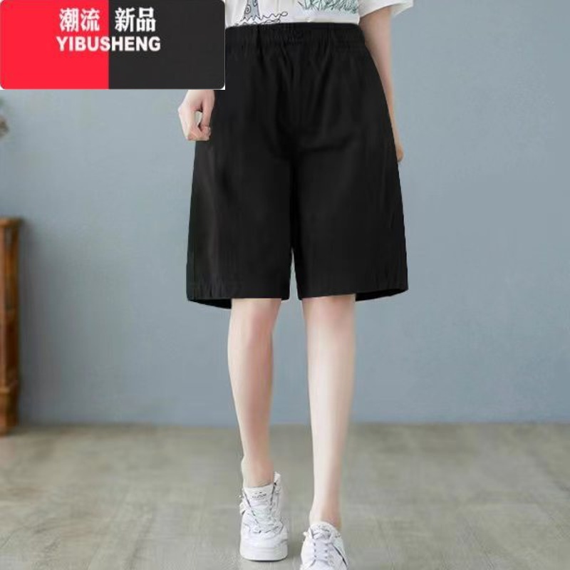YIBUSHENG中老年女装妈妈裤子大码工装短裤女薄款休闲宽松显瘦阔腿裤子高清大图