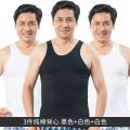 南极人男士背心男夏季纯棉透气中老年码汗衫宽松全棉老头衫 2XL 【纯棉三件装】白-白-黑