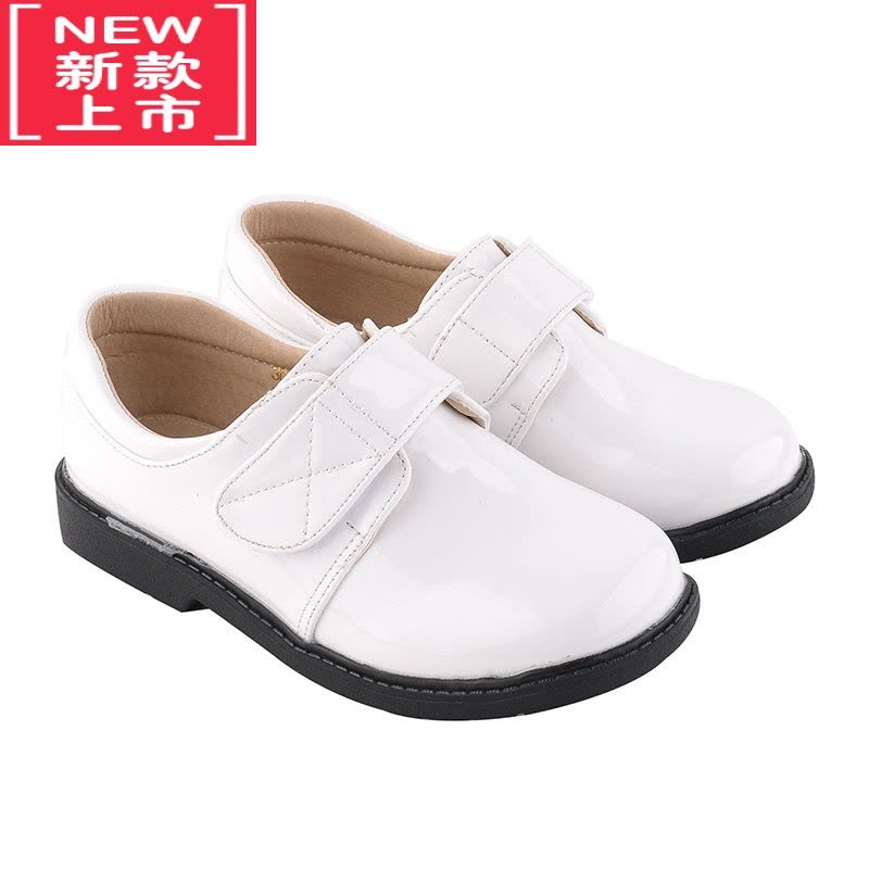 可莉允儿童皮鞋男生学院软底休闲礼仪演出模特T台走秀中小学生礼服白鞋运动休闲鞋图片
