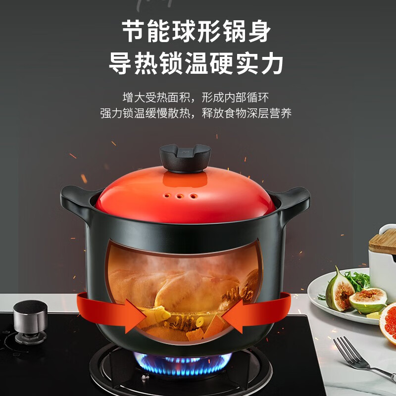 爱仕达(ASD)甄陶Ⅲ系列浅汤煲·焰橙6.0L高清大图
