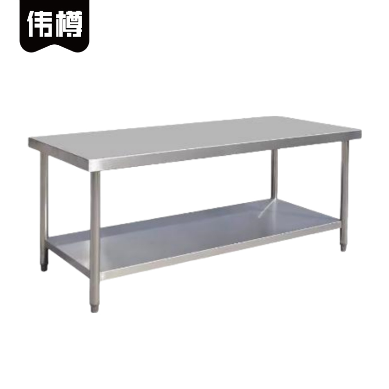 伟樽双层平板工作台可开孔1600*760*800mm(304)张高清大图