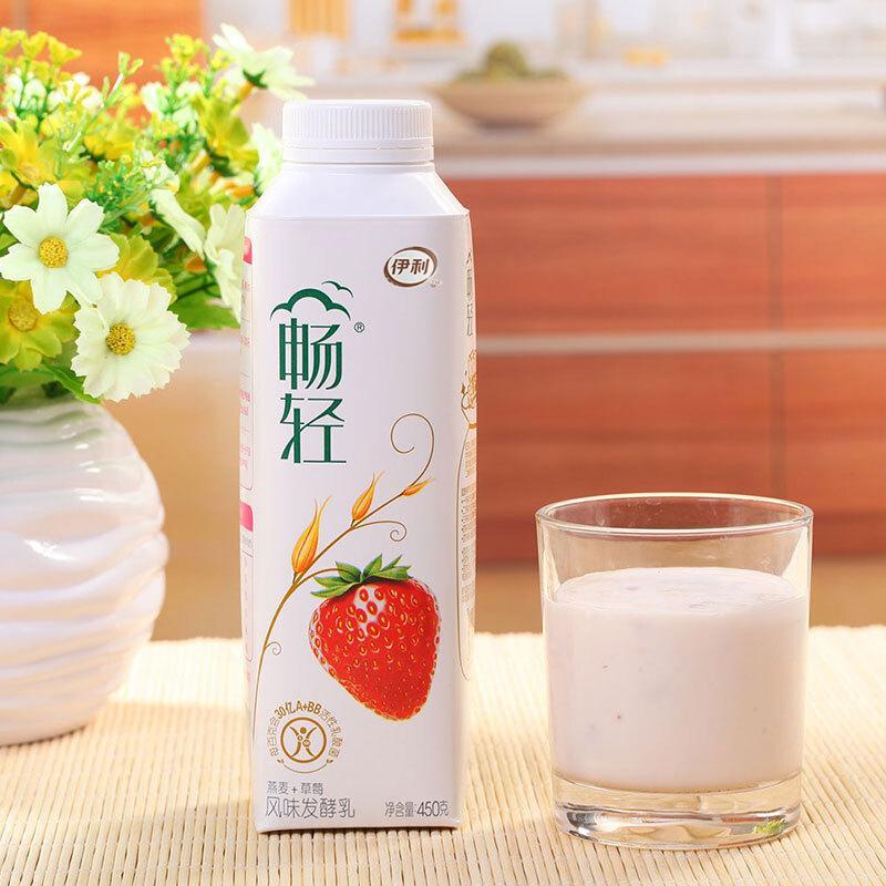 伊利低温畅轻风味发酵乳草莓燕麦450g