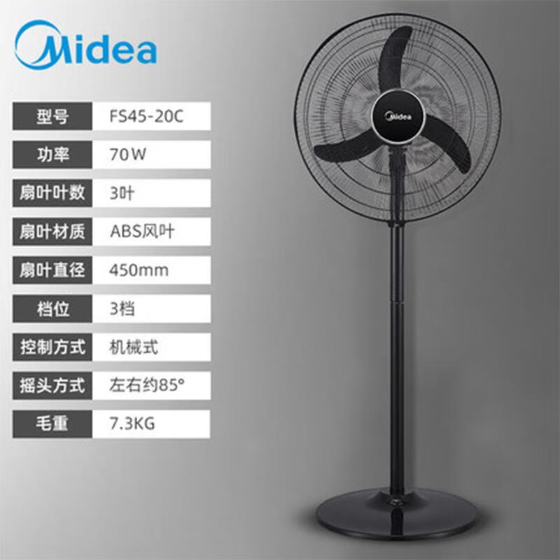 美的电风扇工业强力牛角扇大功率落地扇大风力落地风扇FS45-20C高清大图