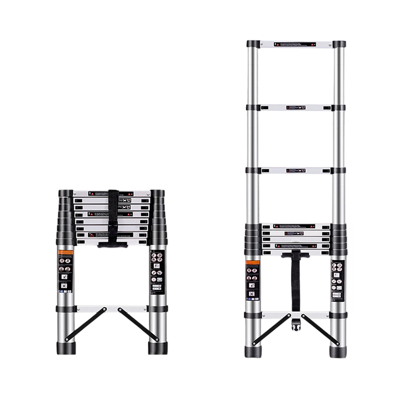 悍刀匠造 铝合金单面伸缩梯 折叠升降楼梯 竹节便携户外梯子9级2.6米 HDJ-640SZJ高清大图
