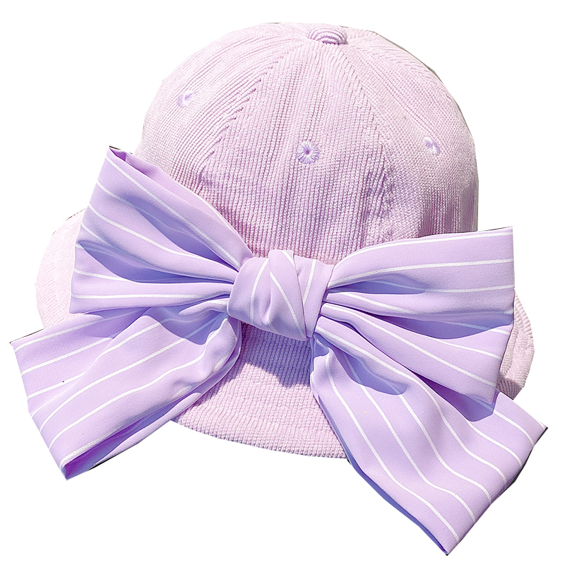 小红帽亲子紫色系蝴蝶结渔夫帽春秋灯芯绒甜美母女盆帽可爱童帽子帽子