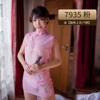 情趣内衣透视旗袍三点式小胸制服激情用品套装sm夜火女性感衣服骚