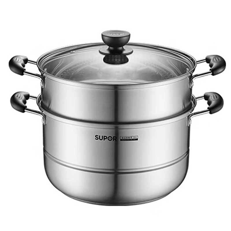 苏泊尔蒸锅30cm304不锈钢双层复底蒸锅汤锅SZ30B1